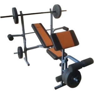 Multigimnasio Con Bco Scott+discos+barra 150cm World Fitness